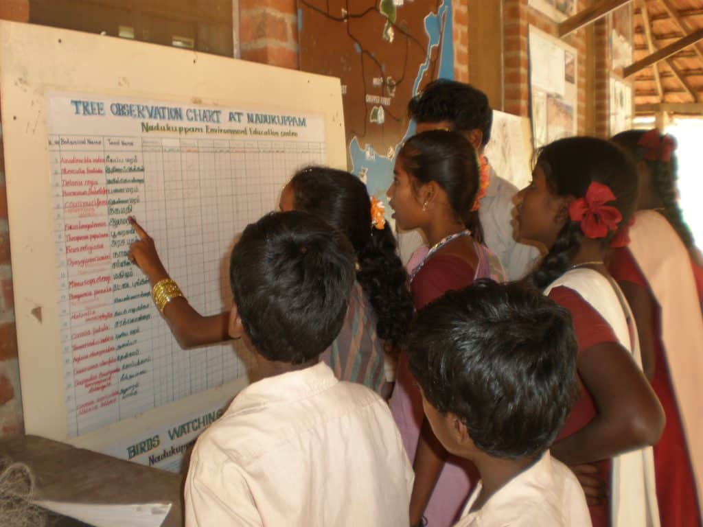 Tamil Nadu school children learning about their environment and how to care for it in the future. Photo: QSA